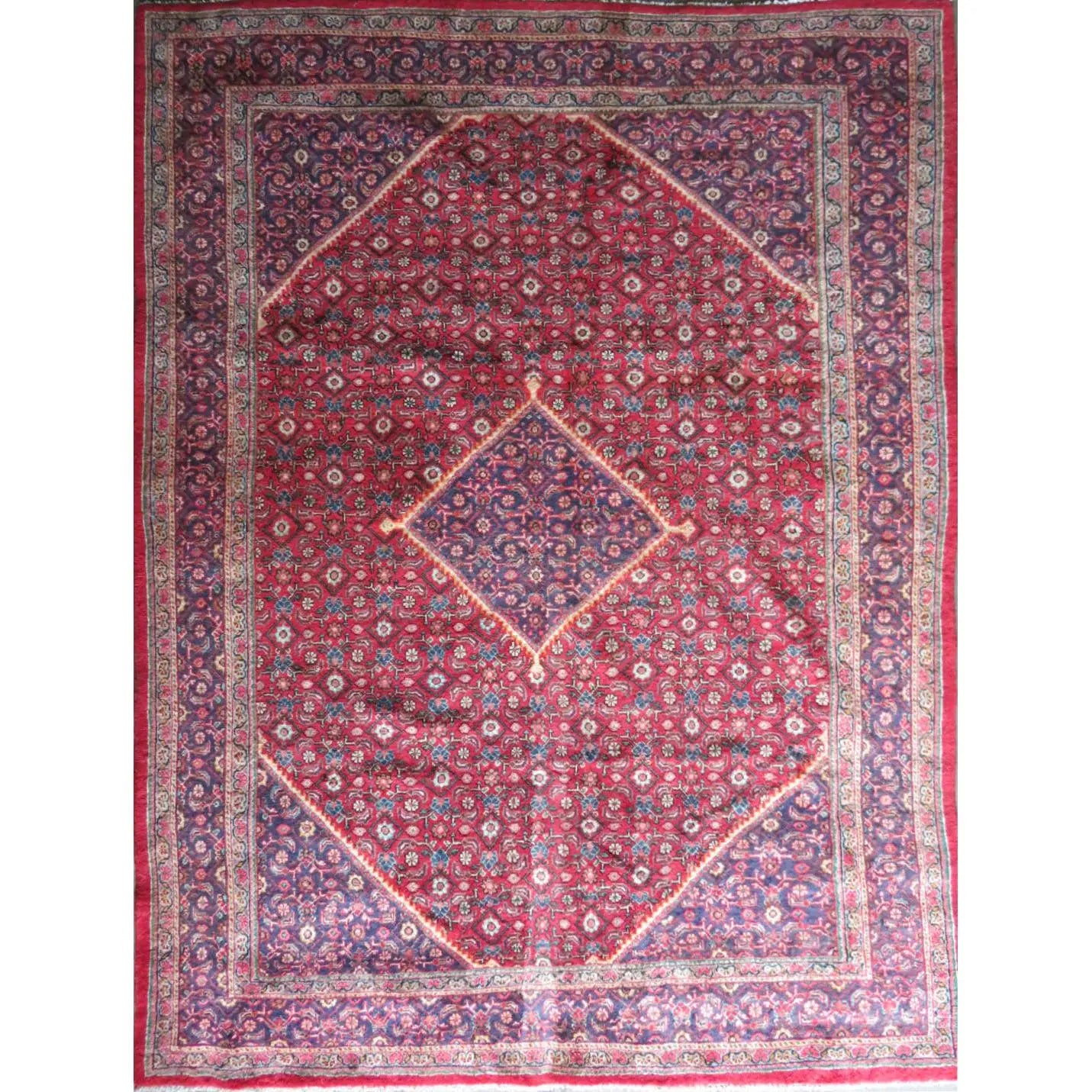 Hand-Knotted Persian Wool Rug _ Luxurious Vintage Design, 13'1" x 10'0", Artisan Crafted